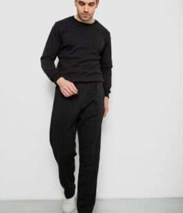 Спортивные штаны на флисе, цвет черный, 244R41223