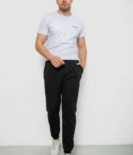 Спортивные штаны мужские на флисе, цвет черный, 238R57256