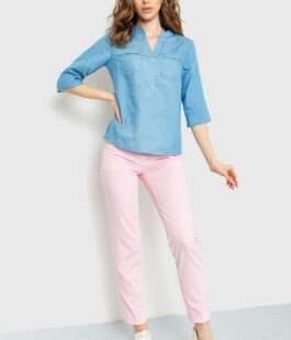 Блуза однотонная, цвет джинс, 230R96