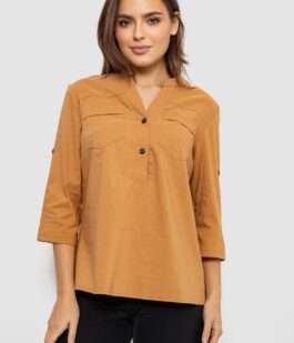 Блуза однотонная, цвет коричневый, 230R96