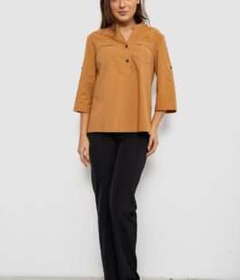 Блуза однотонная, цвет коричневый, 230R96