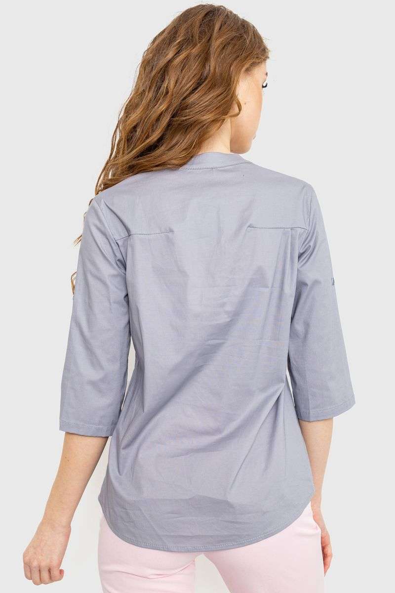 Блуза однотонная, цвет светло-серый, 230R96 — изображение 4