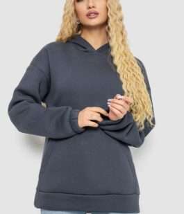 Худи женский трехнитка на флисе, цвет серый, 102R364