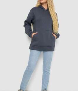 Худи женский трехнитка на флисе, цвет серый, 102R364