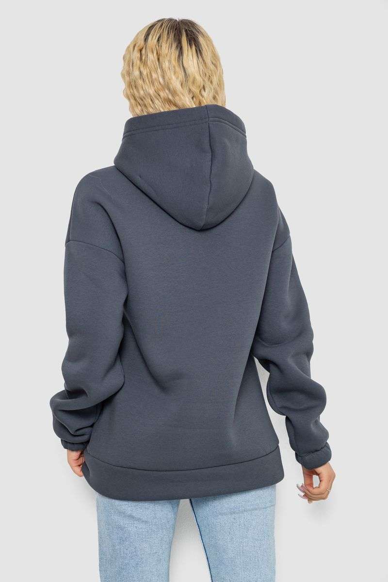 Худи женский трехнитка на флисе, цвет серый, 102R364 — изображение 4