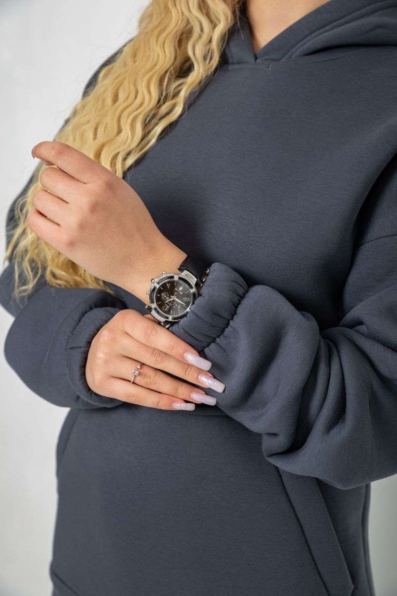 Худи женский трехнитка на флисе, цвет серый, 102R364 — изображение 5