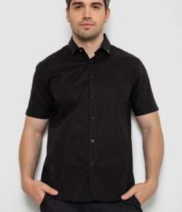 Рубашка мужская однотонная, цвет черный, 214R830