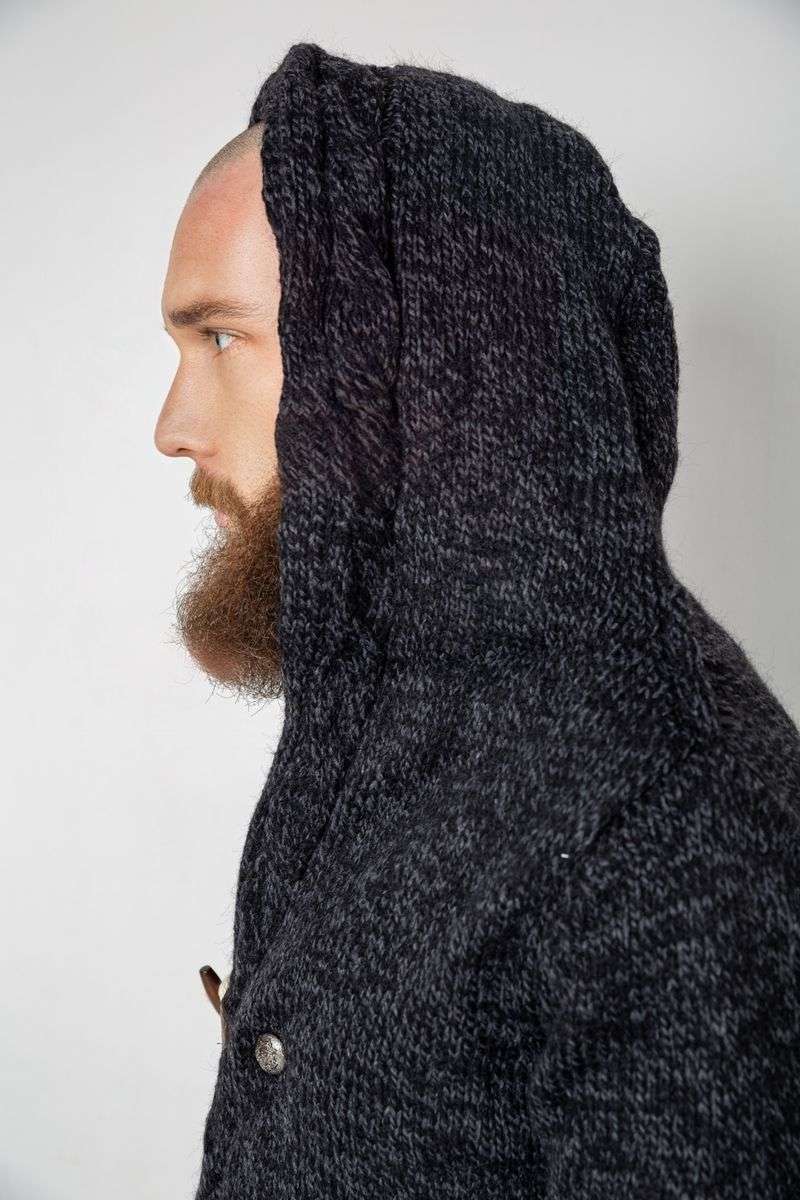 Кофта мужская на пуговицах, цвет черный, 214R10640 — изображение 6