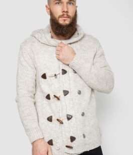 Кофта мужская на пуговицах, цвет светло-бежевый, 214R10640