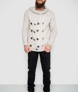 Кофта мужская на пуговицах, цвет светло-бежевый, 214R10640