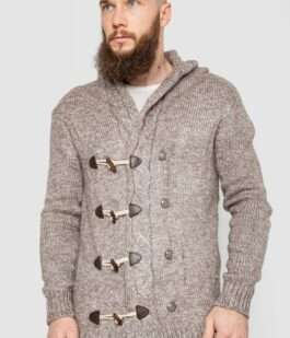 Кофта мужская на пуговицах, цвет бежевый, 214R10640