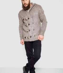 Кофта мужская на пуговицах, цвет бежевый, 214R10640