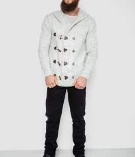 Кофта мужская на пуговицах, цвет светло-серый, 214R10640