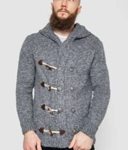 Кофта мужская на пуговицах, цвет серый, 214R10640