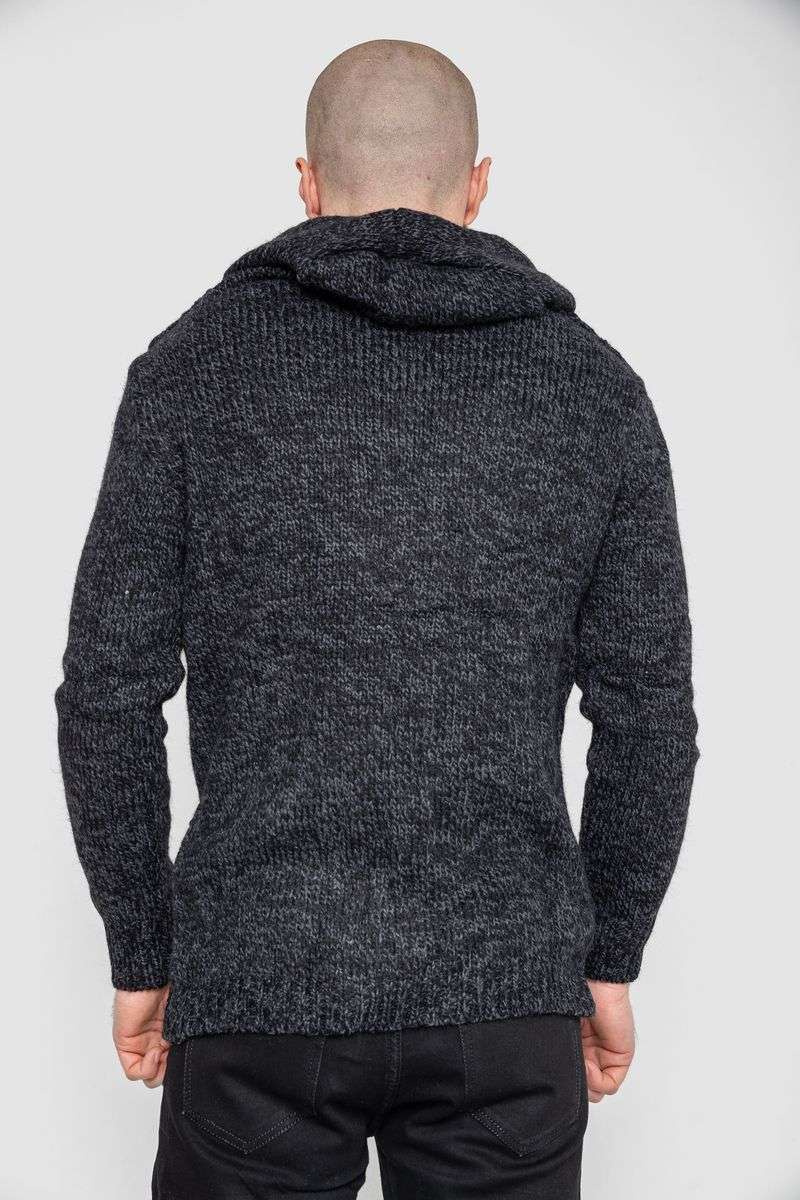 Кофта мужская на пуговицах, цвет черный, 214R10640 — изображение 4