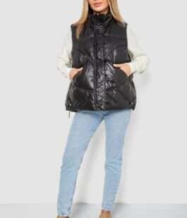 Жилетка женская однотонная, цвет черный, 244R915