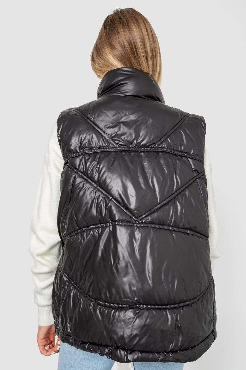 Жилетка женская однотонная, цвет черный, 244R915 — изображение 4