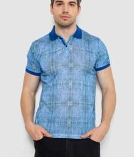 Поло мужское с принтом, цвет синий, 247R318