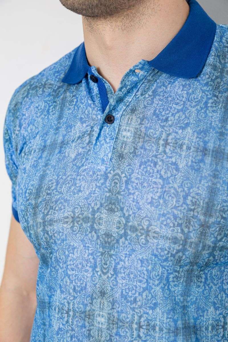 Поло мужское с принтом, цвет синий, 247R318 — изображение 5