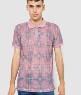 Поло мужское с принтом, цвет пудрово-серый, 247R318