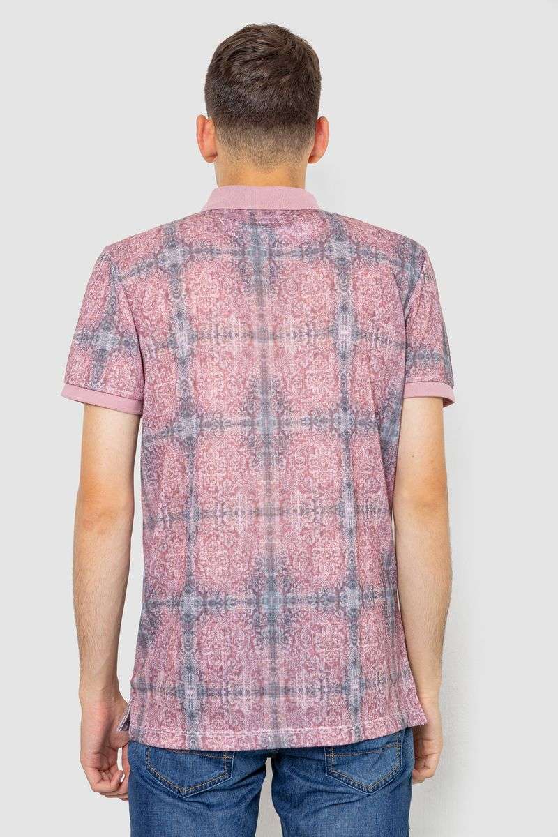 Поло мужское с принтом, цвет пудрово-серый, 247R318 — изображение 4