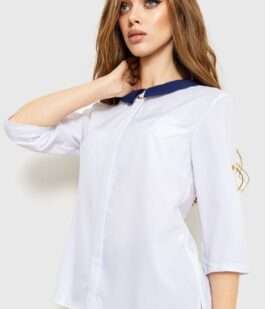 Блуза класичесская, цвет бело-синий, 230R081