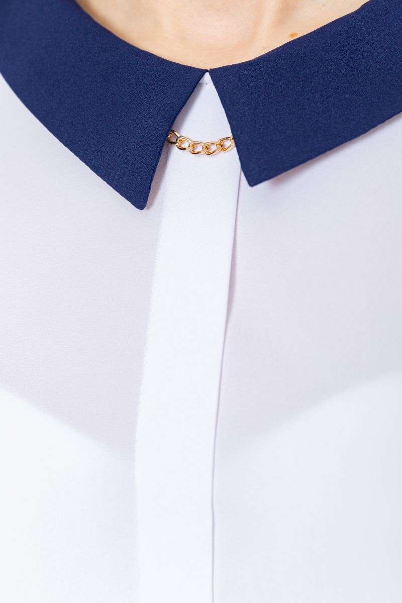 Блуза класичесская, цвет бело-синий, 230R081 — изображение 5