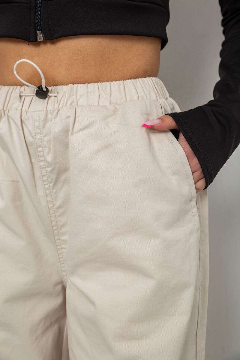 Брюки карго женские, цвет светло-бежевый, 238R5333 — изображение 5