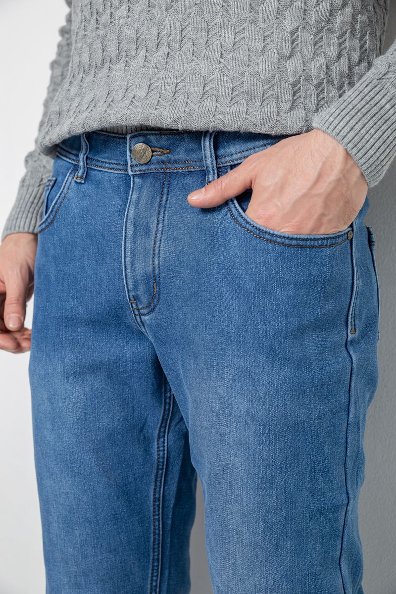 Джинсы мужские на флисе, цвет джинс, 254R2407 — изображение 5