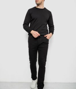 Джинсы мужские на резинке утепленные, цвет черный, 244R663