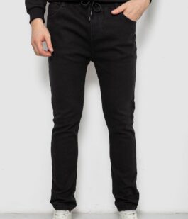 Джинсы мужские на резинке утепленные, цвет черный, 244R663