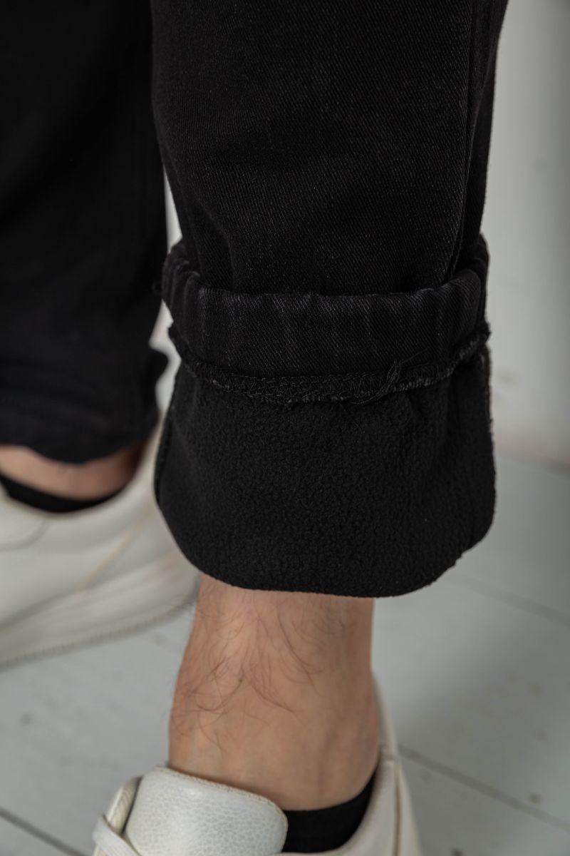 Джинсы мужские на резинке утепленные, цвет черный, 244R663 — изображение 6