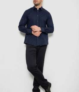 Рубашка мужская однотонная, цвет темно-синий, 214R7466