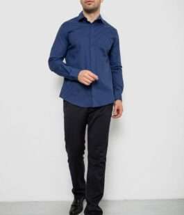 Рубашка мужская однотонная, цвет синий, 214R7466