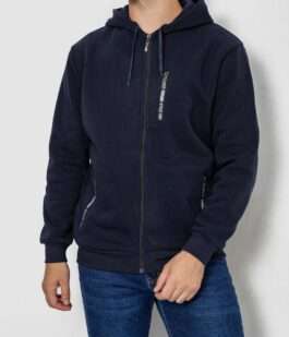 Кофта мужская на флисе с капюшоном 244R2563, цвет Темно-синий