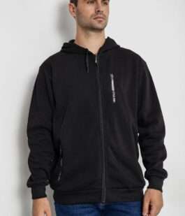 Кофта мужская на флисе с капюшоном 244R2563, цвет Черный