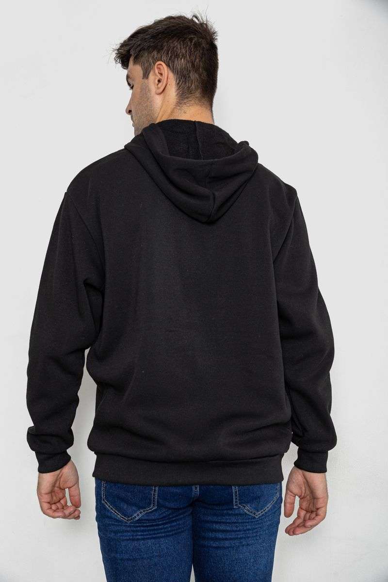 Кофта мужская на флисе с капюшоном 244R2563, цвет Черный — изображение 4