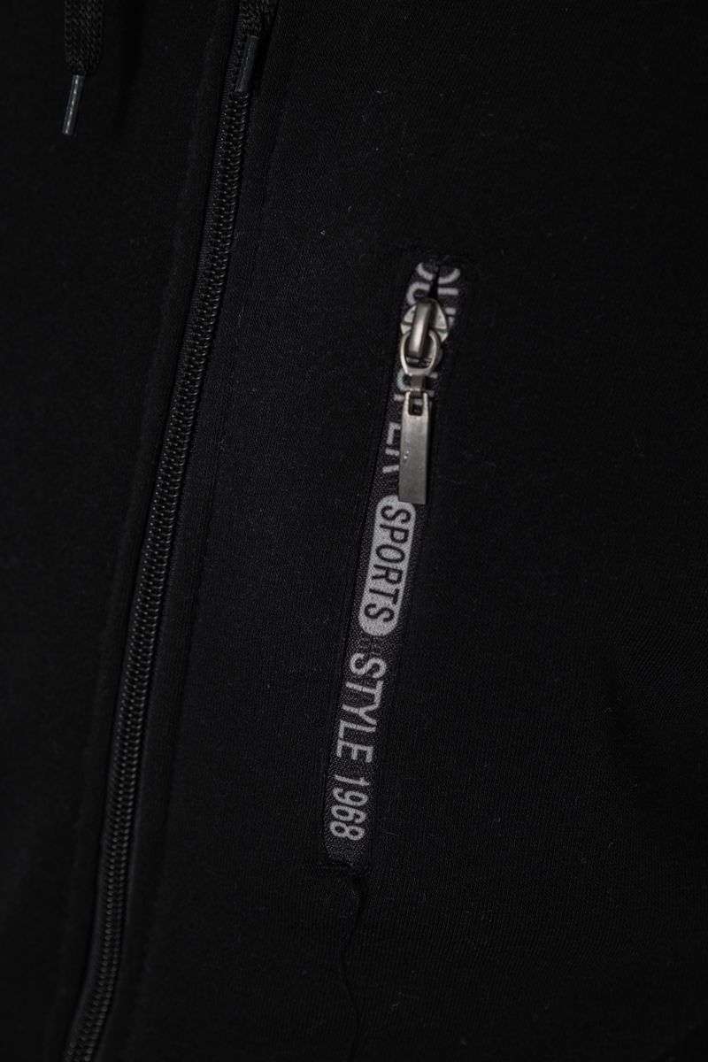 Кофта мужская на флисе с капюшоном 244R2563, цвет Черный — изображение 5