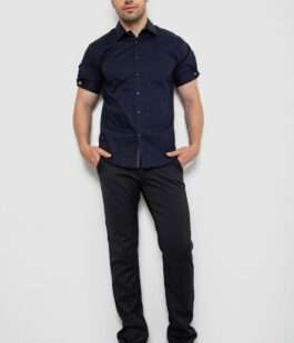 Рубашка мужская однотонная, цвет синий, 214R5003