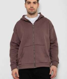 Кофта мужская на флисе с капюшоном, цвет мокко, 238R58698