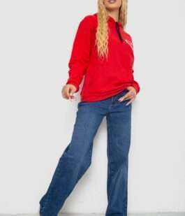 Худи женский на тонком флисе, цвет красный, 238R57162-10