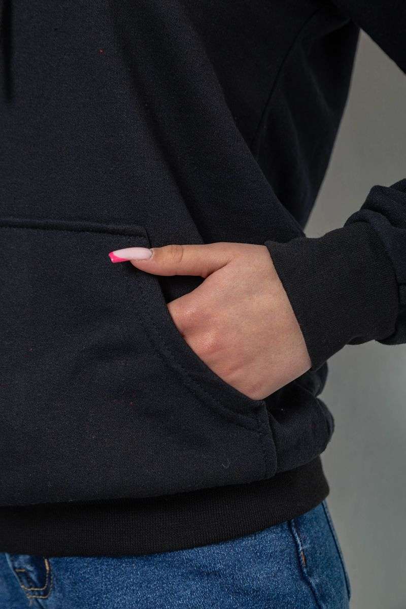 Худи женский на тонком флисе, цвет черный, 238R57162-10 — изображение 6