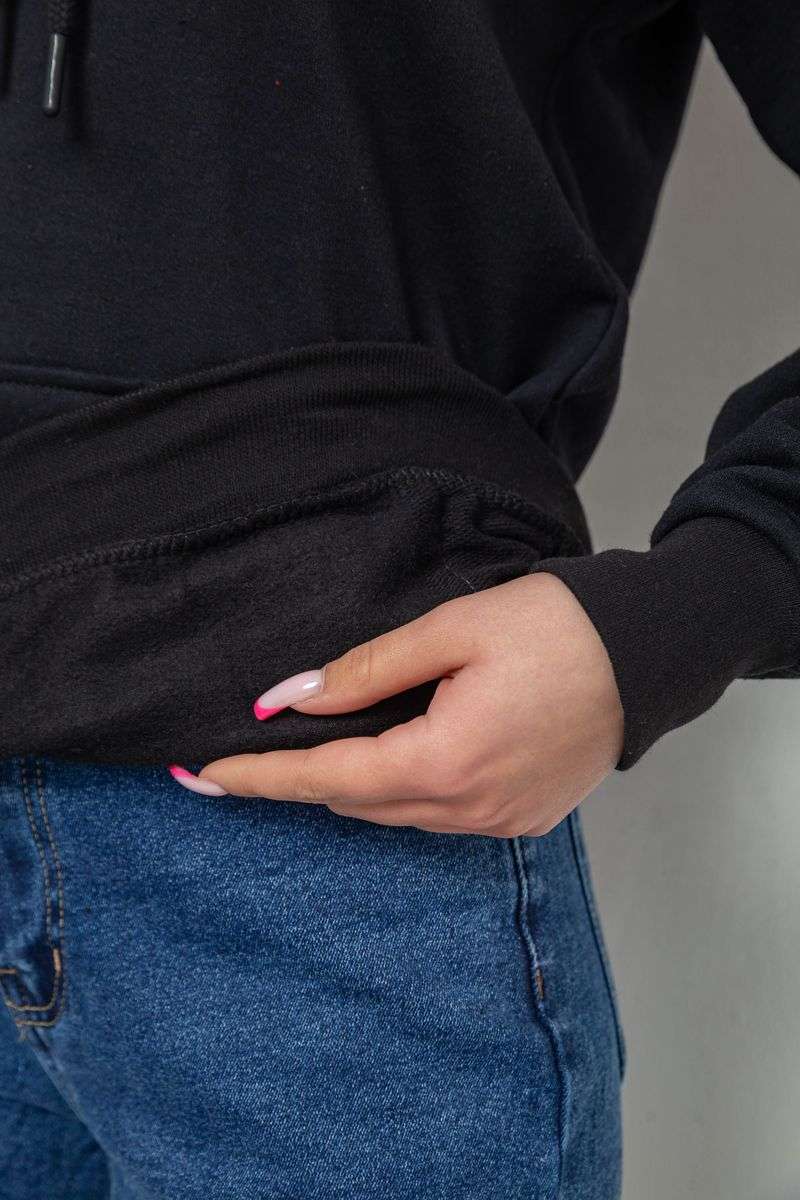 Худи женский на тонком флисе, цвет черный, 238R57162-10 — изображение 7