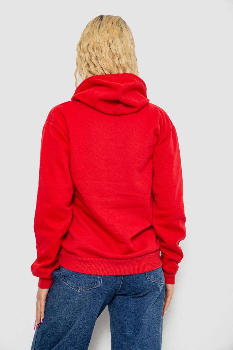 Худи женский на тонком флисе, цвет красный, 238R57162-10 — изображение 4