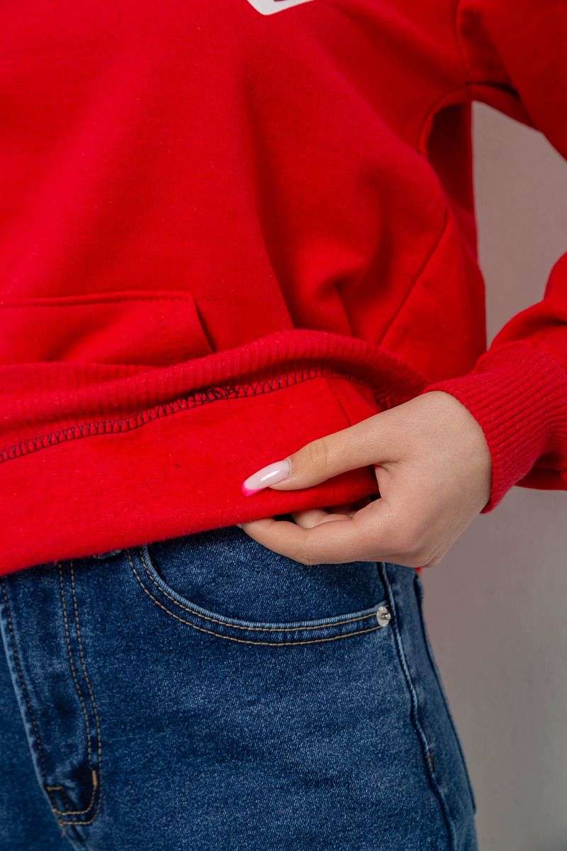 Худи женский на тонком флисе, цвет красный, 238R57162-10 — изображение 6