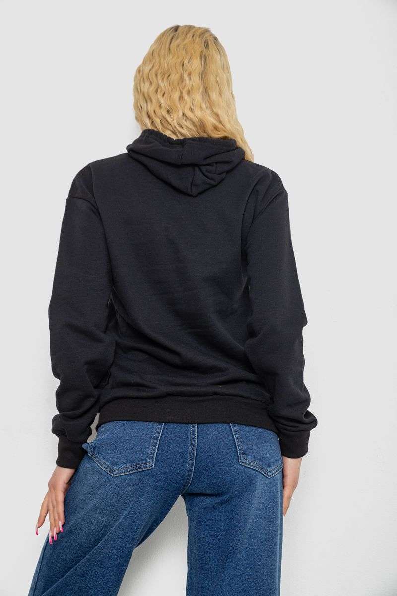 Худи женский на тонком флисе, цвет черный, 238R57162-10 — изображение 4