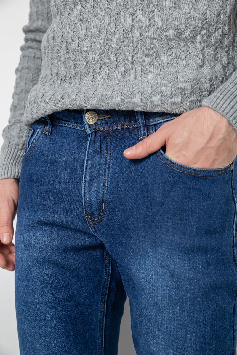 Джинсы мужские на флисе, цвет синий, 254R2408 — изображение 5