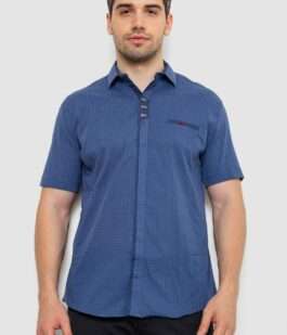 Рубашка мужская с принтом, цвет джинс, 214R7020