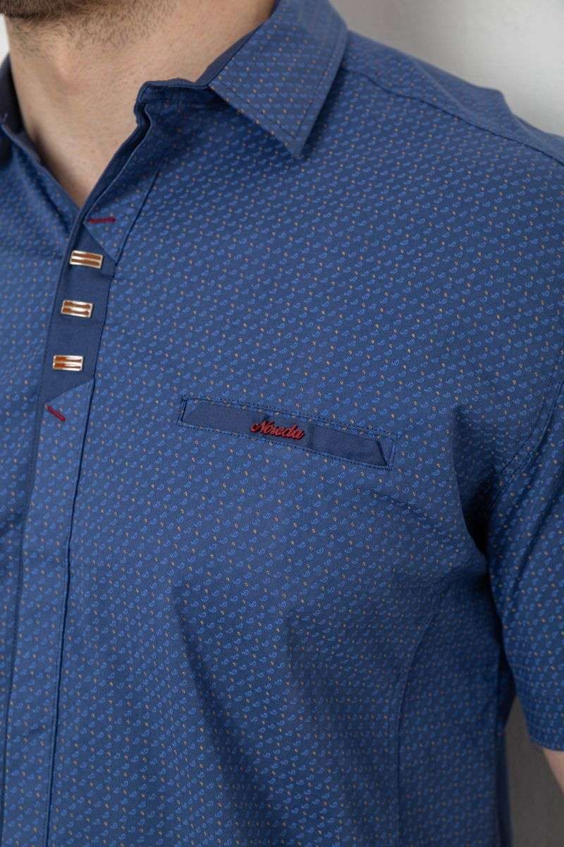 Рубашка мужская с принтом, цвет джинс, 214R7020 — изображение 5