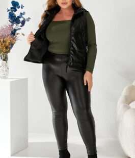 Жилет женский демисезонный экокожа, цвет черный, 257R68